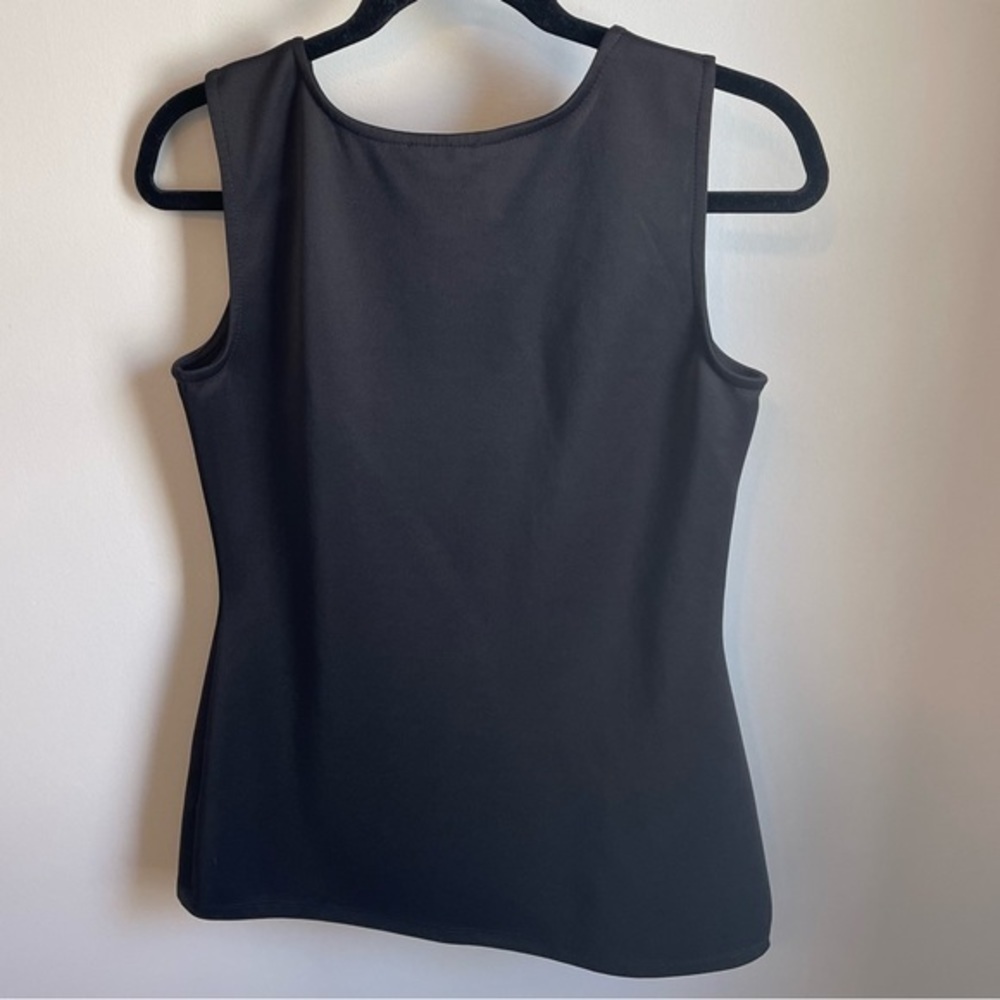 Rickis Black Metallic Silver Floral Sleeveless Fitted Shell Tank Top Size S - Picture 4 of 9